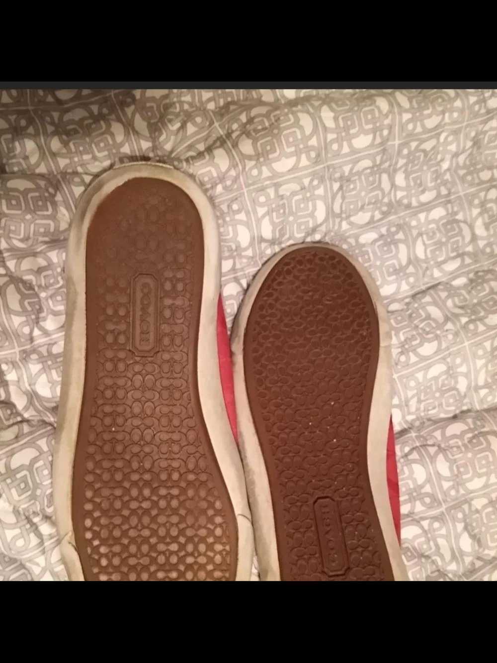 Coach Vintage Red & White Low-Top Canvas Sneakers Size 8